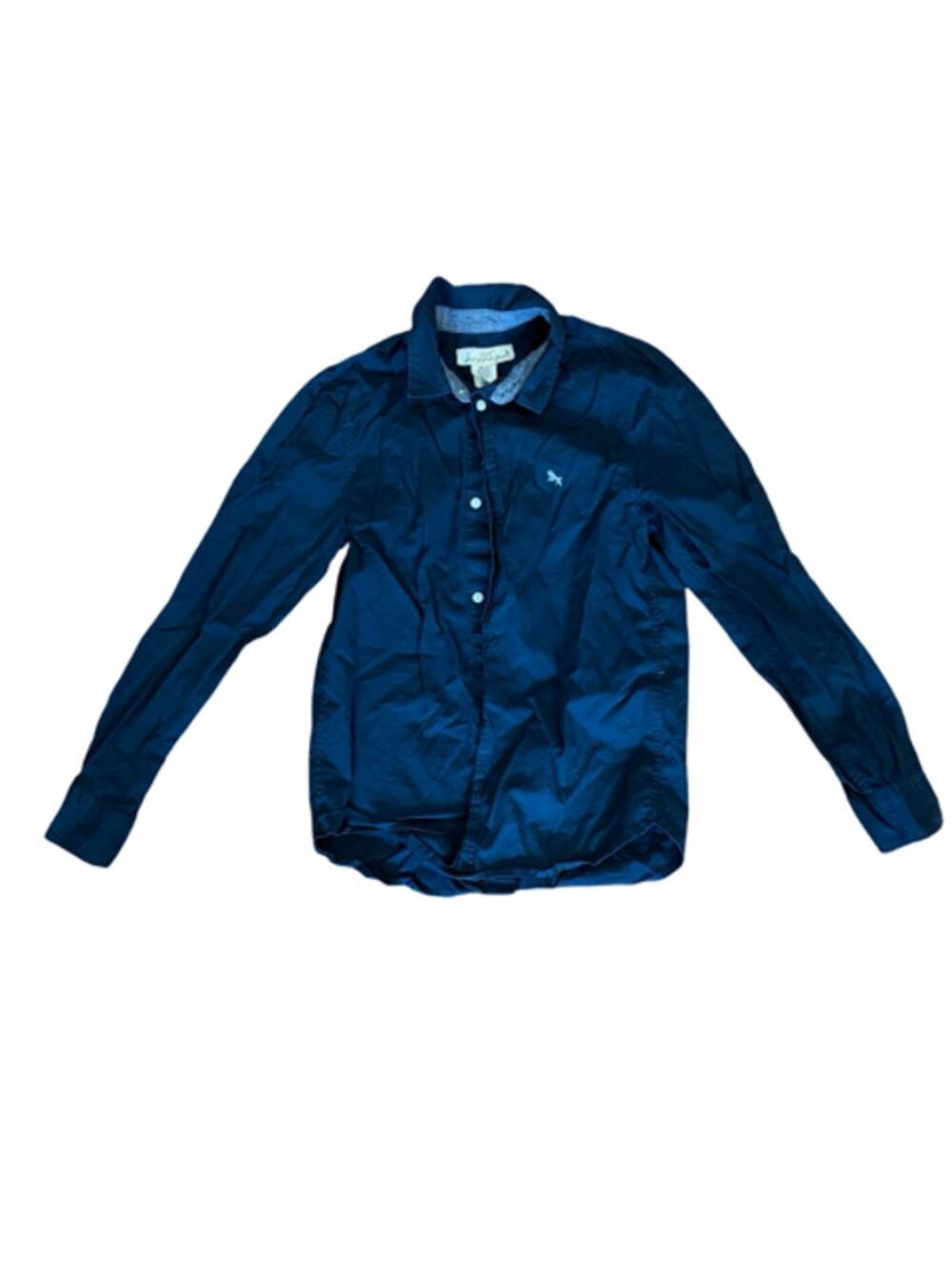H&M L.O.G.G. Boys Button Front Shirt Size 10-11Y Navy Blue Long Sleeve Cotton
